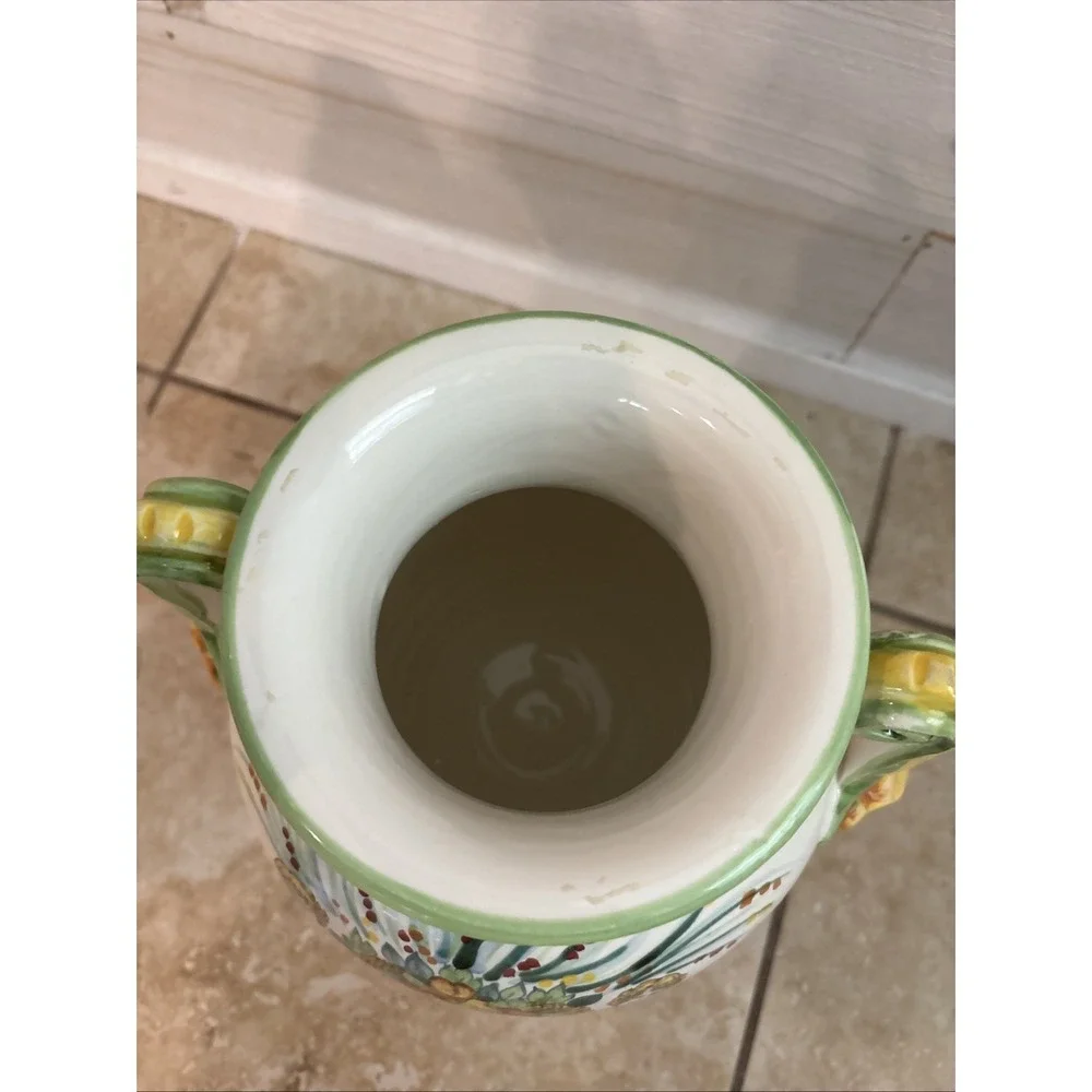 Vintage Di Camillo Biscotti 1920 Italy Hand Painted Majolica Ceramic Lidded Urn